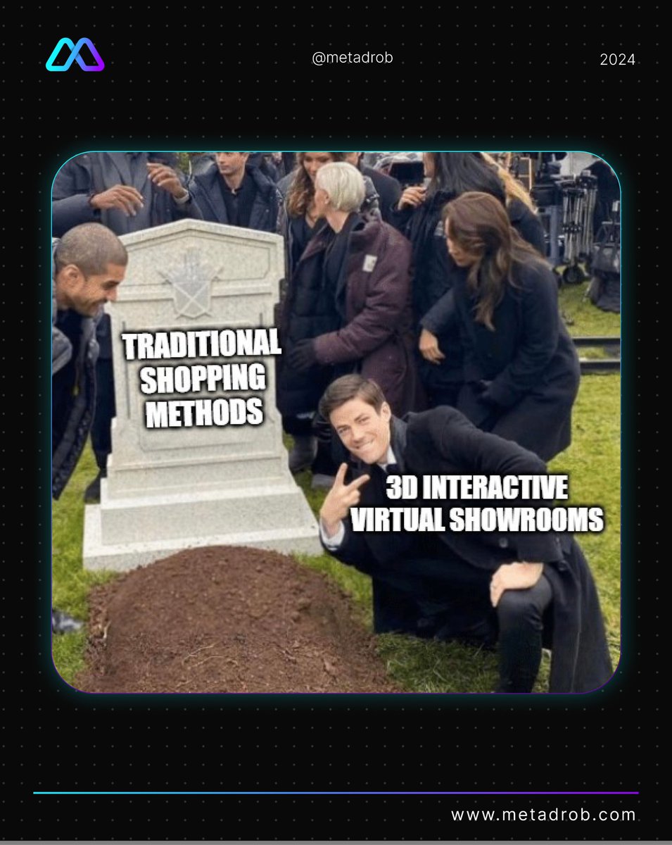 Metadrob_'s tweet photo. Adios traditional shopping methods. You won't be missed! 😉It’s the era of immersive showroom experiences, where stores are virtual, but shopping is lifelike!
#rip #3dshopping #retailstores #Virtualshowroom #metadrob #ShoppingRevolution #techmeme https://t.co/L9LLrkabM6