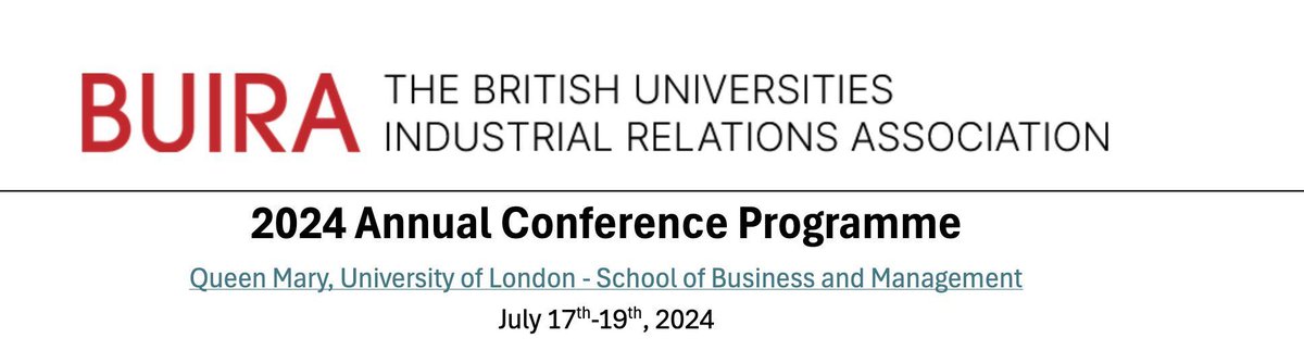 Journal of Industrial Relations (@jirjournal) on Twitter photo The <a href="/BUIRAonline/">BUIRA</a> 2024 Annual Conference is taking place at Queen Mary University - University of London - School of Business Management.  📅 Check out the program here: buira.net/wp-content/upl…   #BUIRA2024 #BusinessManagement #Conference The <a href="/BUIRAonline/">BUIRA</a> 2024 Annual Conference is taking place at Queen Mary University - University of London - School of Business Management.  📅 Check out the program here: buira.net/wp-content/upl…   #BUIRA2024 #BusinessManagement #Conference