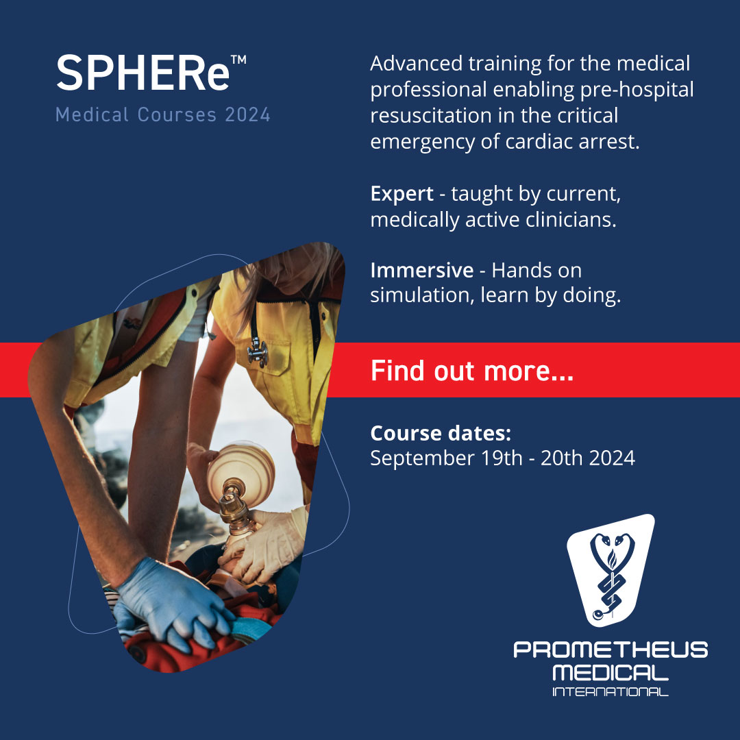 Our next SPHERe™ course commences on 19th September!

#Prehospital #medical professionals with advanced #training in #resuscitation can enhance their #CPD, enabling them to deliver elite care during the critical emergencies.
Find out more: zurl.co/XR8c