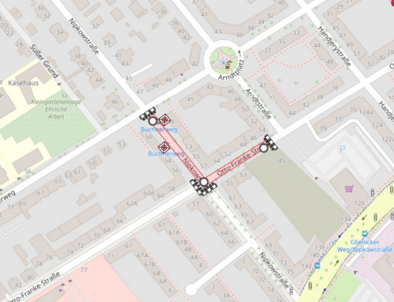 VIZ_Berlin's tweet photo. Seit heute bis Ende August sind aufgrund von #Leitungsbauarbeiten in #Adlershof die Nipkowstraße und Otto-Frank-Straße für den Kfz-Verkehr #GESPERRT. Die Buslinien #162_BVG und #164_BVG werden zwischen Zinsgutstraße und Radickestraße/Nipkowstraße umgeleitet.