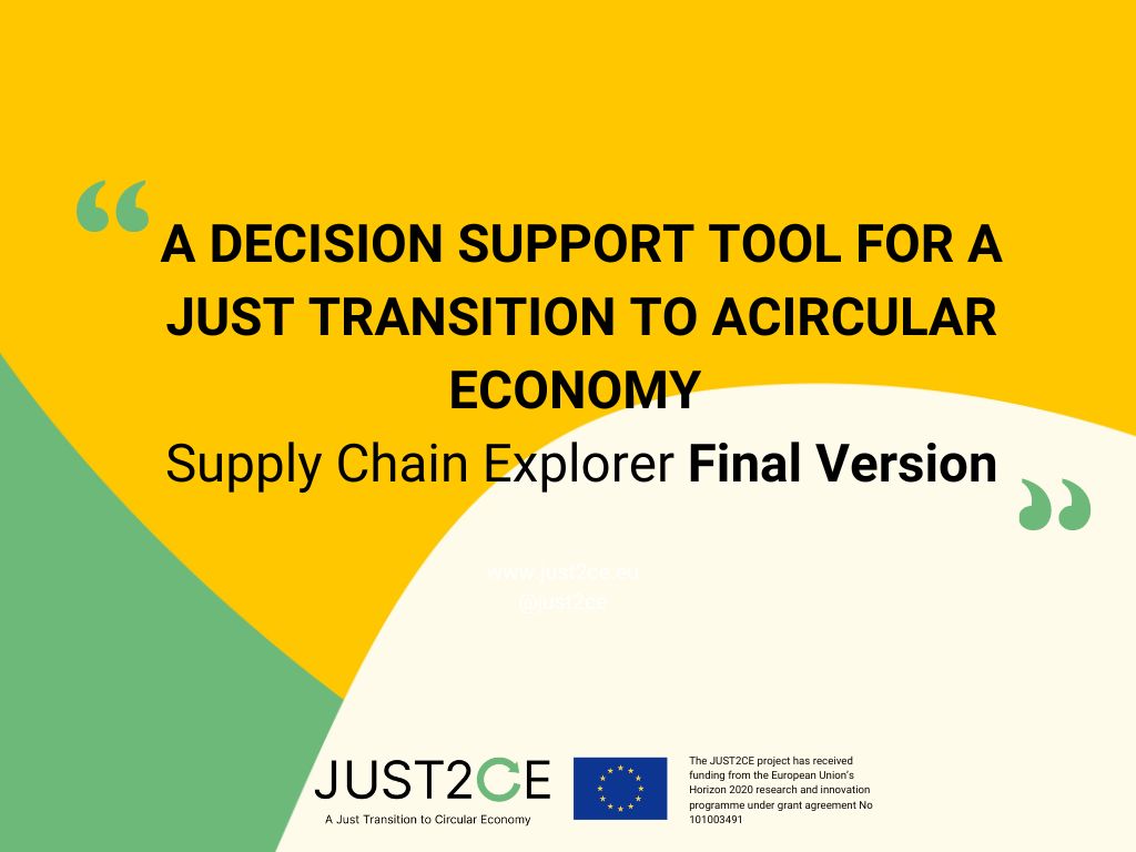 📢 New Deliverable 4.5, featuring the final version of the JUST2CE Decision Support Tool🚀
UDs ✔ Performance &amp; visual enhancements
✔New feature to explore supply chain impacts 🌿
Explore the tool on the JUST2CE website 🌐
D.4.5👉 bit.ly/4cNYoCI
just2ce.eu/supply-chain-e…