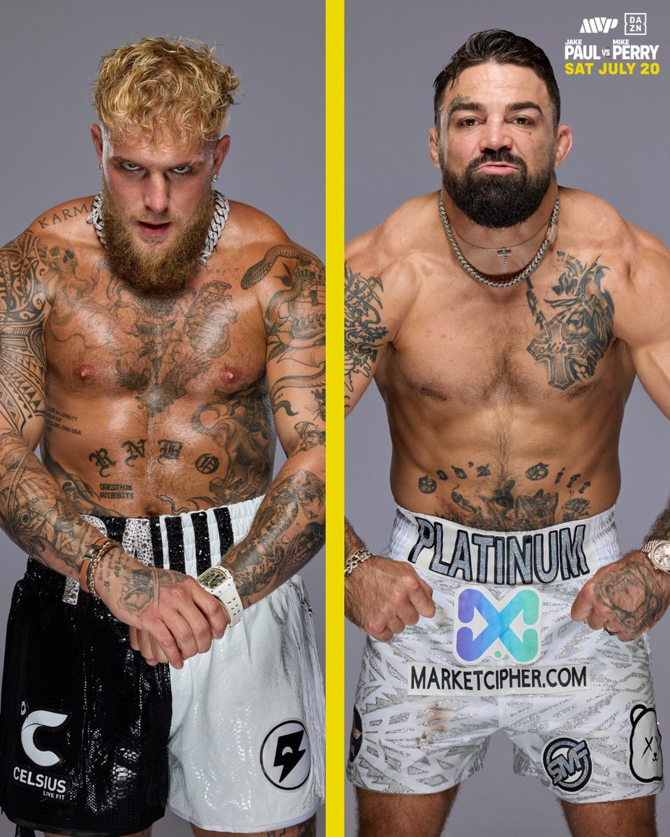 MostVpromotions's tweet image. Who’s harder, Jake Paul or Mike Perry?
-
#PaulPerry
Saturday, July 20th
Amalie Arena - Tampa, FL
Live on @DAZNBoxing

#JakePaul #MikePerry