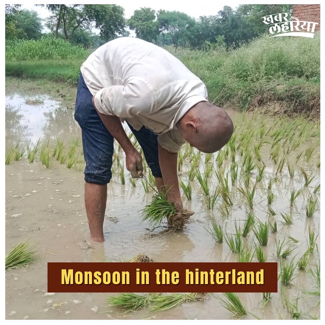 KhabarLahariya's tweet photo. Monsoon in the hinterland looks something like this: The start of a new #farmingseason with farmers sowing seeds for a fresh produce, waterlogged roads that display broken promises of local politicians, delayed trains, overflowing rivers and a splash of community life 🌧️ https://t.co/gUmatA7SUe