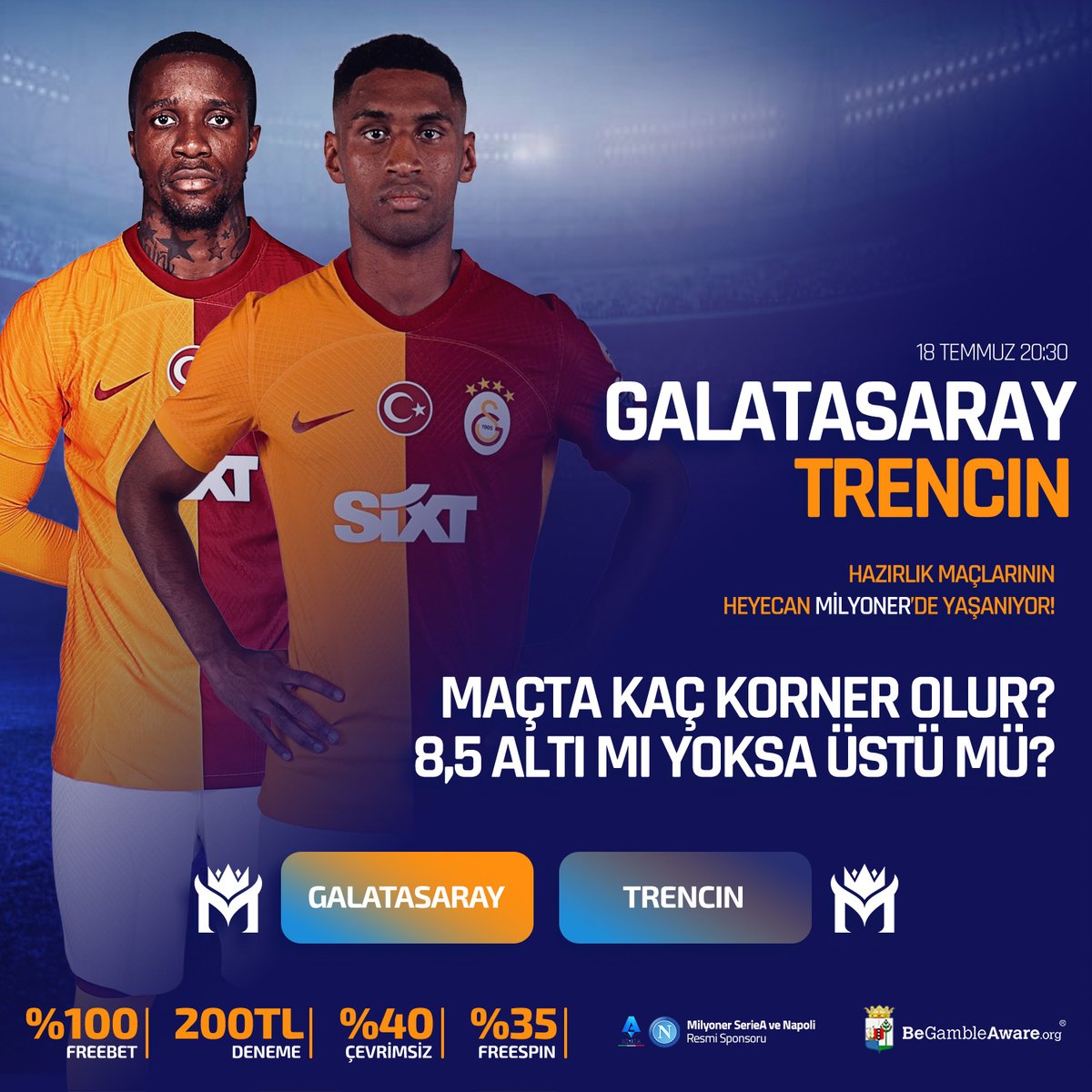 ⚽️🎯 #Galatasaray ⚔️ #Trencin
 |🕣 20:30

🔮 Maçta kaç korner olur?
💰 200TL Bonus kapmak için şansını artır! 💰

İşte katılım adımları:
✏️ 'Üstü' veya 'Altı' yorumunu bırak
👤 Kullanıcı adını yaz
👥 3 arkadaşını etiketle
♻️ Bu gönderiyi RT
🔗bit.ly/41uTN3p