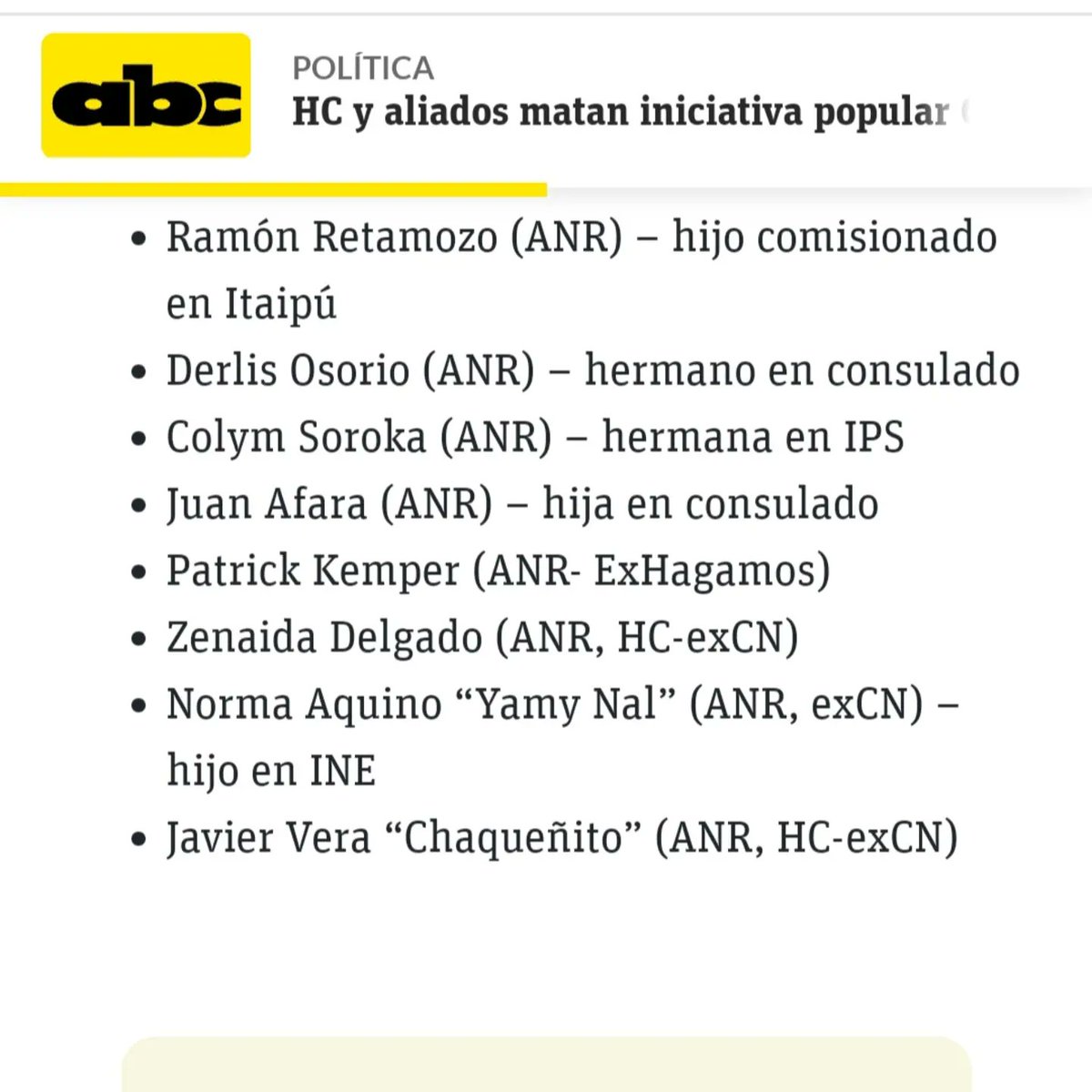 Estos son los senadores que se encargaron de matar a nuestra iniciativa popular #ChauNepotismo

¡Compartí! 🤳🏻 Que al menos la ciudadanía conozca sus nombres y a sus nepos