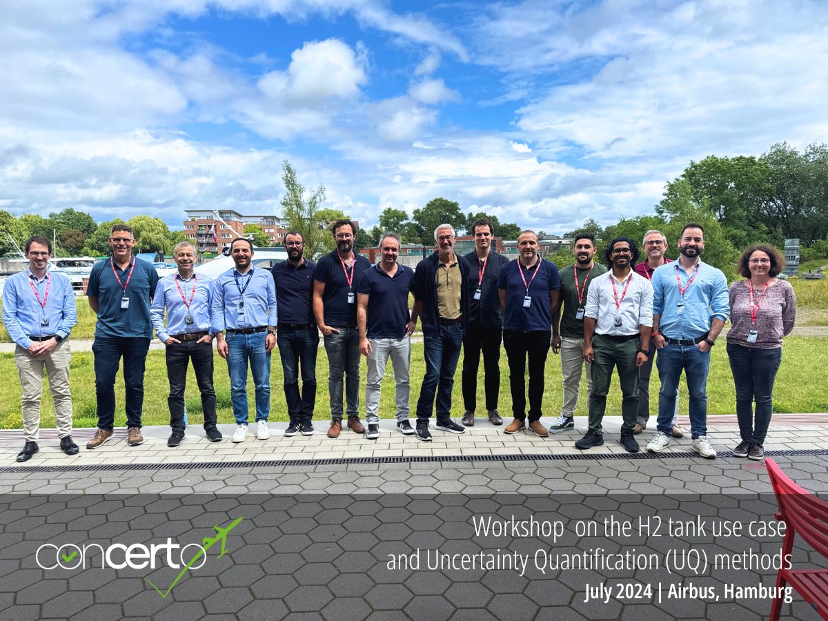 CONCERTO_EUproj's tweet photo. 📢 Announcing successful workshop on the H2 tank use case and Uncertainty Quantification (UQ) methods 
✈ This week, @Airbus organized in Hamburg a two-day meeting to discuss the future Means of Compliance (#MoC) that will enable the certification of H2 composite tanks. https://t.co/8FvnqJ39kd