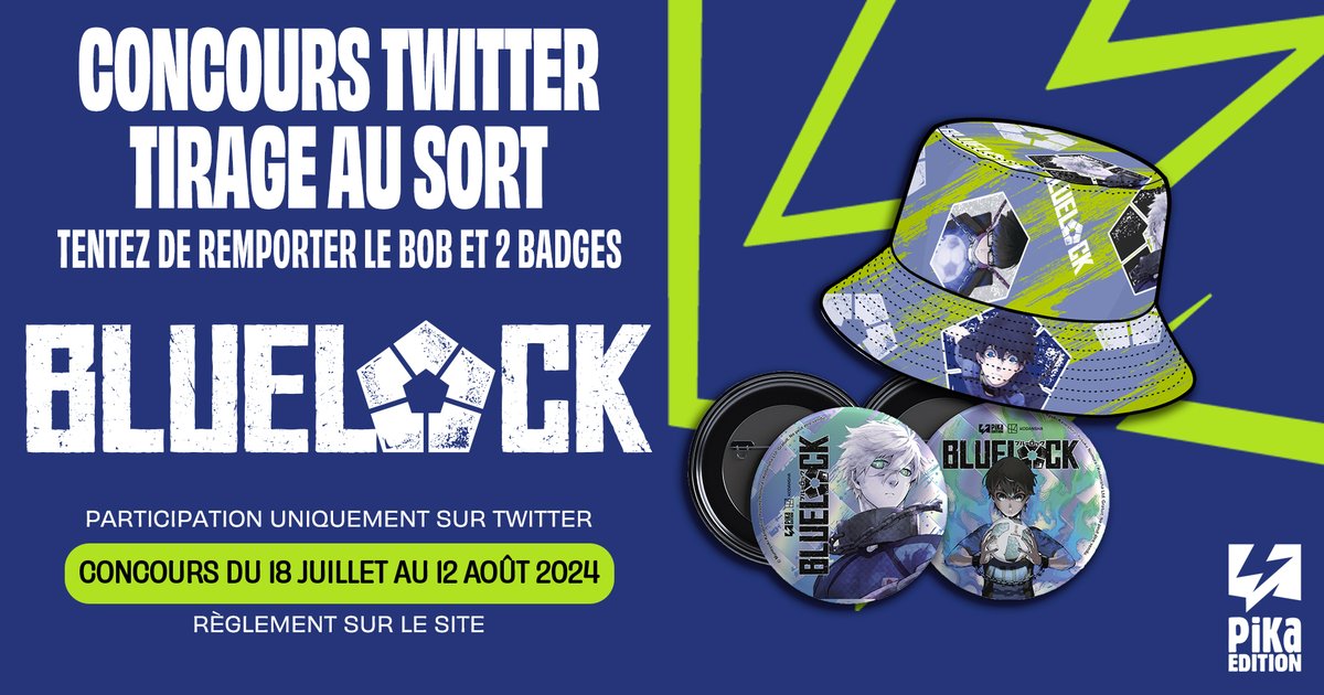 pikaedition's tweet photo. [CONCOURS]   
⭐️Vous n'avez pas pu participer à nos animations à Japan Expo ?  Il vous reste une chance de remporter un bob et des badges Blue Lock !⭐️
Pour participer:   
1⃣@pikaedition 📷 
2⃣Likez et repostez ce post🔁
 Bonne chance à tous ! https://t.co/seh5sHS1gl