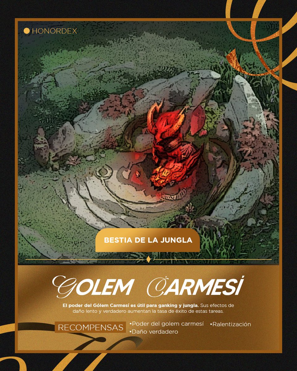 3vTeamLOL's tweet photo. ¡Hoy en nuestro #HonorDex traemos uno de los seres más épicos de la jungla!
🦣El Golem Carmesí es sin duda esa bestia que nos da un plus muy importante y que debe ser prioritaria en la partida.
Otorga:
🔥Daño verdadero
🦥Ralentiza al enemigo
#HOK #J3V @JanusEsports https://t.co/XwO6dwjUES