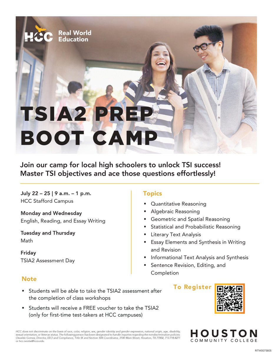 Tracks4Tigers's tweet photo. Hey Tigers - check out this TSIA2 Boot Camp! You won't need this test to get accepted but you very well could need it as a placement test when you go to college! Show the world you are college ready! https://t.co/4wXK5bHJyW