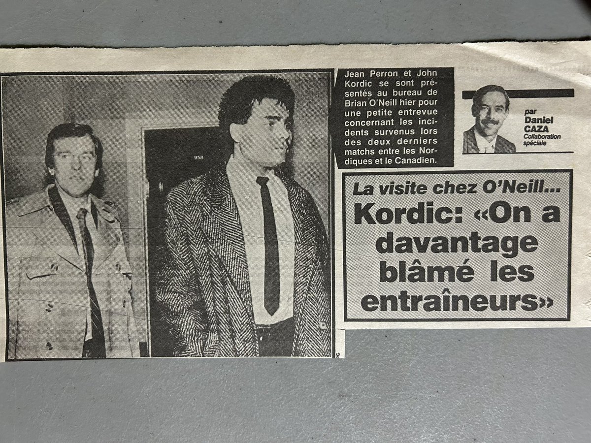 Claude6Landry's tweet photo. 26 Février 1988
#JeanPerron and #JohnKordic showed up at Brian O'Neill's office yesterday for a quick interview regarding the incidents that occurred during the last two games between the Nordiques and the Canadiens. https://t.co/L4B8oNjZMz