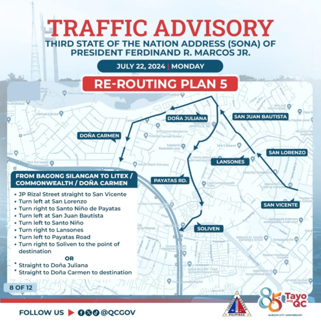 pnagovph's tweet photo. From 8 a.m. on Monday, the Batasan-IBP Road will be closed  traffic as part of the security measure. | @maritamoaje 

#PBBMSona #SONA2024 https://t.co/1W4oPv7kRm