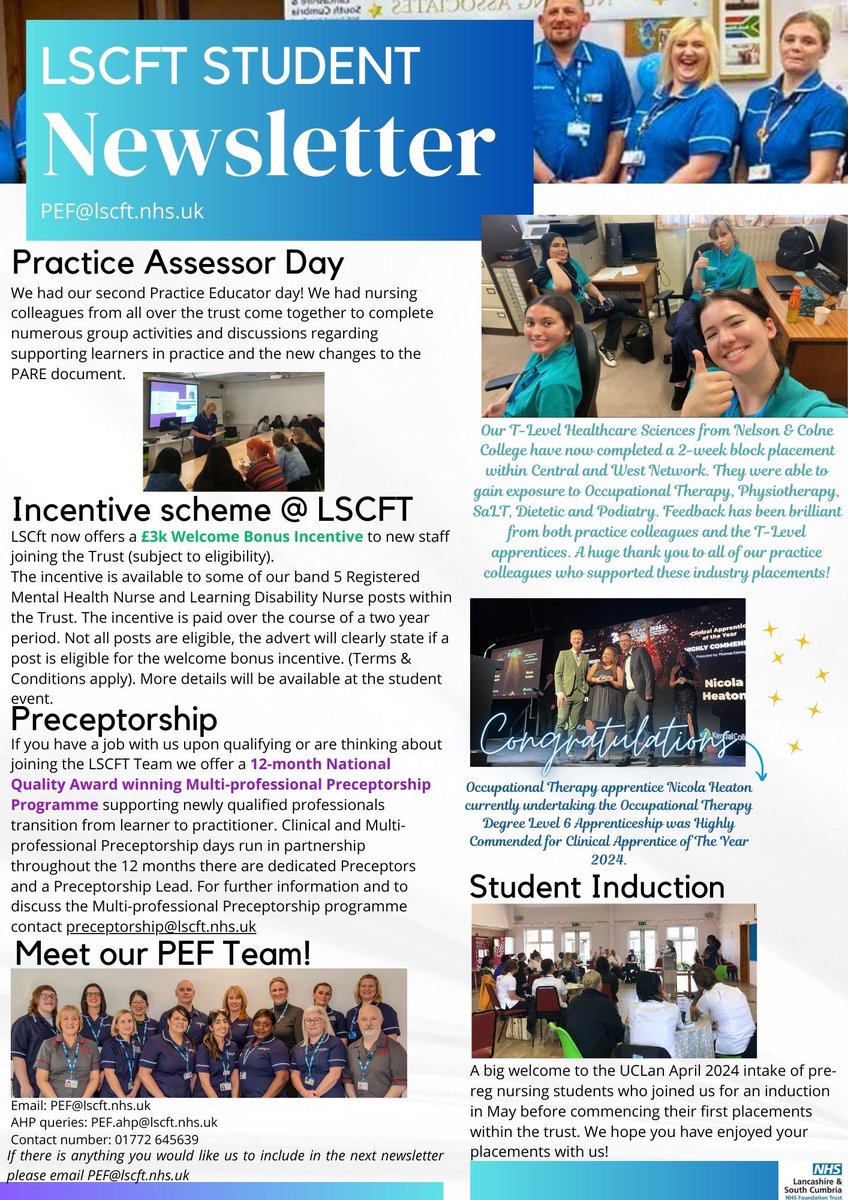 LSCFT Practice Education Facilitation (PEF) Team (@pefteamlscft) on Twitter photo <a href="/WeAreLSCFT/">Lancashire & South Cumbria NHS Foundation Trust</a> July Student Newsletter release day!🗞️💙 We have sent this out to hundreds of learners today and look forward to hearing what you think☺️Happy reading! <a href="/UCLanMH/">UCLan Mental Health</a> <a href="/EHU_FHSCM/">EHU | Faculty of Health, Social Care & Medicine</a> <a href="/GoalsOlivers/">OliversLifeGoals</a> <a href="/ChrisOliverNHS/">Chris Oliver</a> <a href="/Shahana_RMN/">Shahana</a> <a href="/hashtag_natalie/">hashtag_natalie</a> @meredithOTx @Pamthepef <a href="/KRLane01/">Kate Lane</a> <a href="/WeAreLSCFT/">Lancashire & South Cumbria NHS Foundation Trust</a> July Student Newsletter release day!🗞️💙 We have sent this out to hundreds of learners today and look forward to hearing what you think☺️Happy reading! <a href="/UCLanMH/">UCLan Mental Health</a> <a href="/EHU_FHSCM/">EHU | Faculty of Health, Social Care & Medicine</a> <a href="/GoalsOlivers/">OliversLifeGoals</a> <a href="/ChrisOliverNHS/">Chris Oliver</a> <a href="/Shahana_RMN/">Shahana</a> <a href="/hashtag_natalie/">hashtag_natalie</a> @meredithOTx @Pamthepef <a href="/KRLane01/">Kate Lane</a>