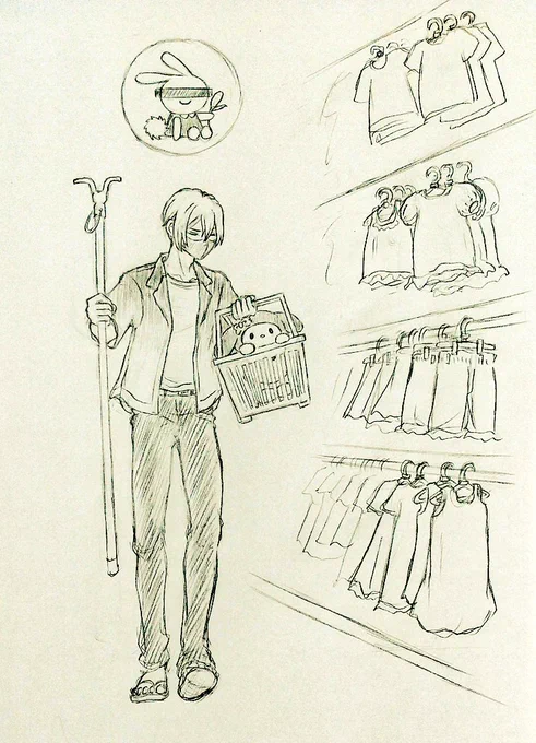 「何でも買ってあげますからなるべく(位置が)高いのを選びなさいマイメ●君」  (適当すぎて棚高すぎたし槍の長さ忘れたし自分服すら描けないのも忘れてました早めのおやせか) #dcst 