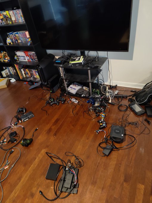 Here comes the tedious part: Moving everything to the basement.  This setup involves:  2 S-Video switchers A<a href="/tag/powerrangers"class="tags"><span>#powerrangers</span></a><a href="/tag/evildead"class="tags"><span>#evildead</span></a>