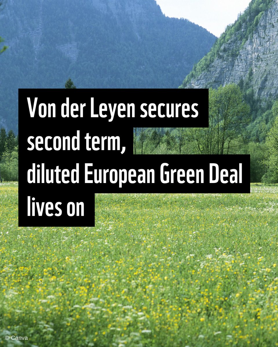 WWFEU's tweet photo. .@vonderleyen secures second term with a diluted #EUGreenDeal as industrial demands weigh heavy. The EU must now clarify &amp; strengthen its environmental commitments 🌍

https://t.co/5EHIUqQTCK https://t.co/sGeIeVUqVD