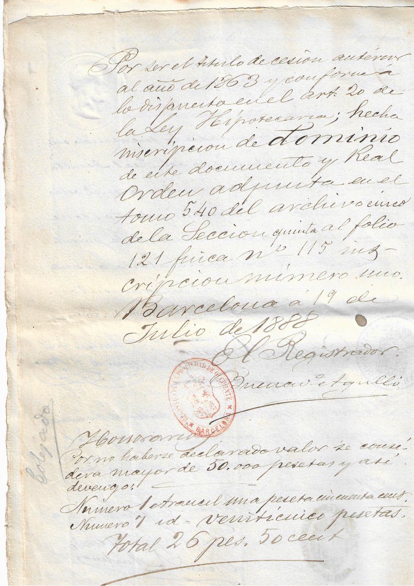 "...un solar de terreno situado en el Ensanche de la propia ciudad entre las calles de Balmes y Aribau con
frente a la de Cortes de figura un octágono irregular"
19/7 1888 es descriu així l'🏛️ <a href="/UniBarcelona/">Universitat de Barcelona</a> a la inscripció al Registre de la Propietat
Podeu llegir la resta!
👇