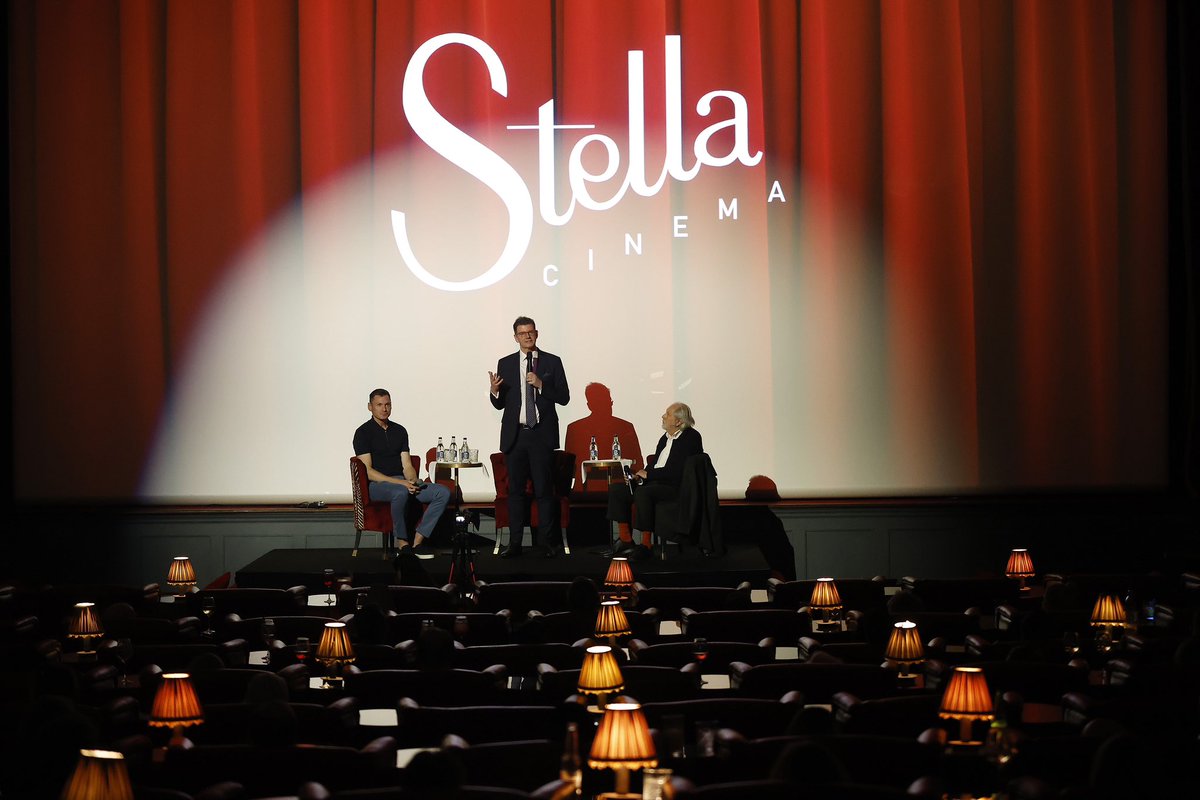 Julienbehal's tweet image. A special screening of Chariots of Fire by @BritEmbDublin in @StellaCinemas with the film’s producer @DPuttnam and @DavidGillick .The event was held to mark the upcoming @parisolympicss given the film is set 100 years ago at the 1924 Paris Olympics. #chariotsoffire
