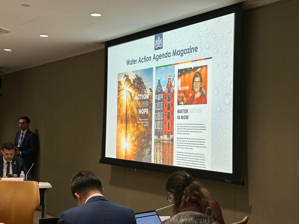 The Netherlands supports the System-wide Strategy for Water and Sanitation introduced by the <a href="/UN/">United Nations</a> at the #SDG6 event. We look forward to swift implementation. Our Water Envoy @MeikeVanGin: "We need to redouble our water action to keep the SDGs within reach. Water connects us all.”