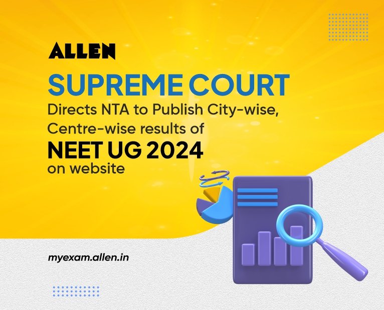 ALLENChatisgarh's tweet photo. NEET-UG 2024 Results to be Published City-Wise by July 20: SC Orders.
Check details here: https://t.co/9fwbMpBuiQ
#NEETUG #NEET2024 #Results https://t.co/zVjlCgDrhV
