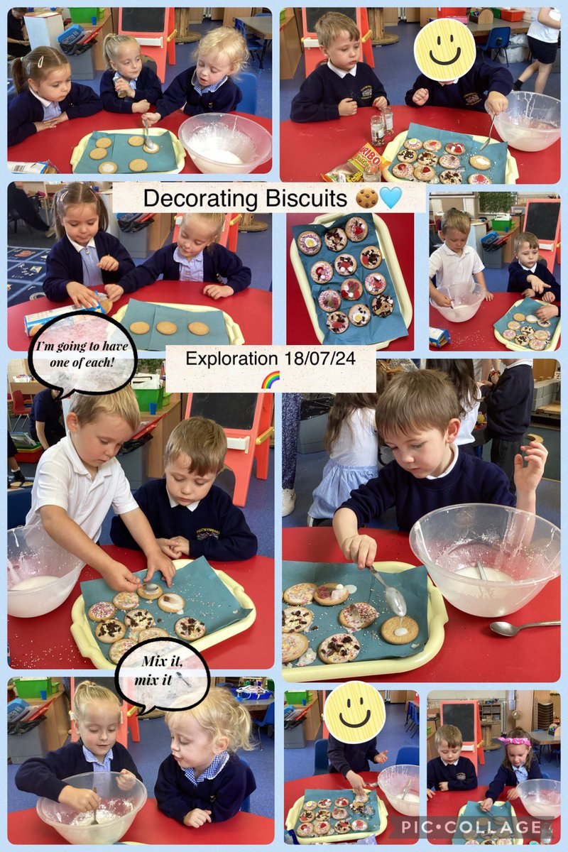 pentprimary's tweet photo. Thank you Dosbath Draig for sharing your resources today, Dosbath Enfys loved decorating iced biscuits 🥰, making new friends and enjoying a tasty treat #EAS_EarlyYears #explorationdevelopmentalpathway https://t.co/ii1o9cMbO0
