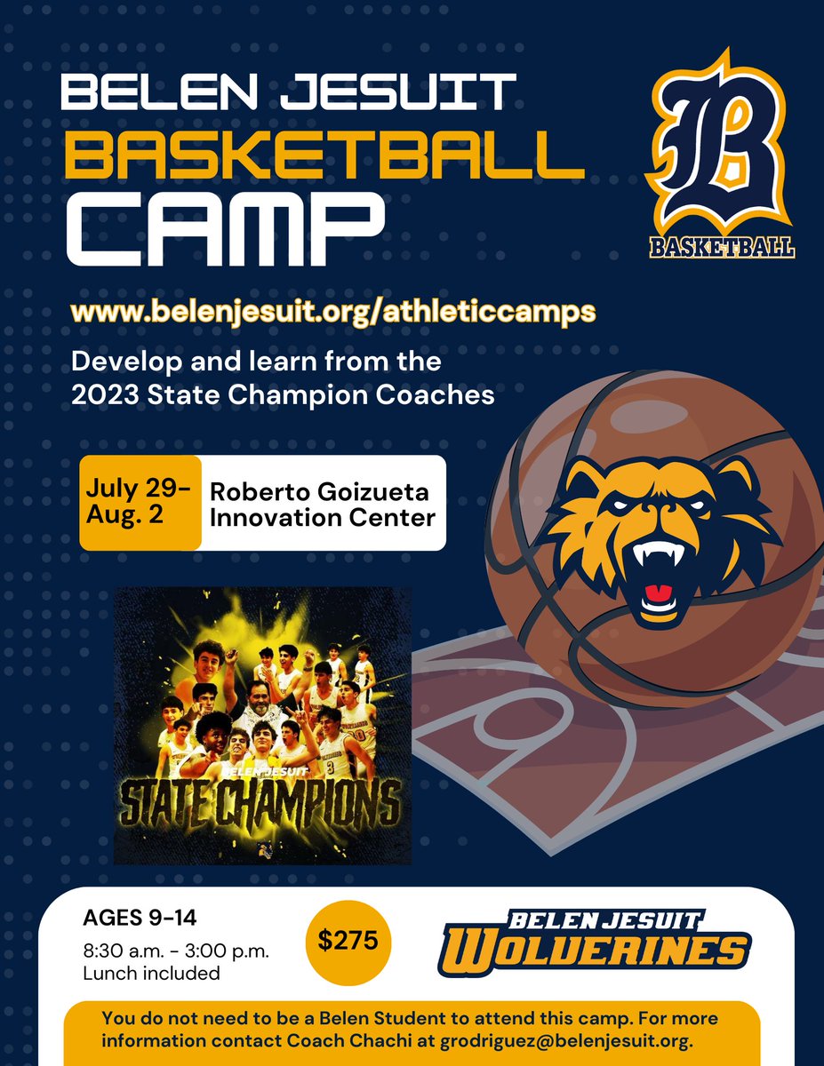 The #BelenBasketball Camp is just over a week away from starting. Register your son online for the camp, open to boys ages 9 to 14. Lunch is included. <a href="/belenbasketball/">Belen Basketball</a>