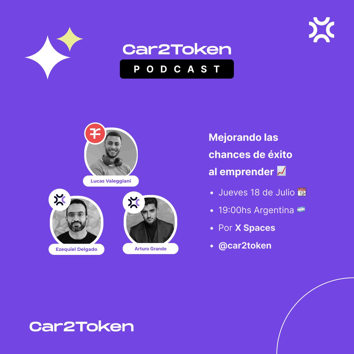 car2token's tweet photo. Ya tenemos a nuestro próximo invitado en nuestro podcast 🎙️👀  En esta edición vamos a hablar sobre cómo mejorar las chances de éxito al emprender con @FonderLatam 📈⛓️

👥 @resiliente_vf (@Speezard_W3 @Resilientes_W3)
📅 Fecha: hoy 18 de Julio 
⏰ Hora: 19:00 hs AR 🇦🇷 https://t.co/BwQ1VmBlBN