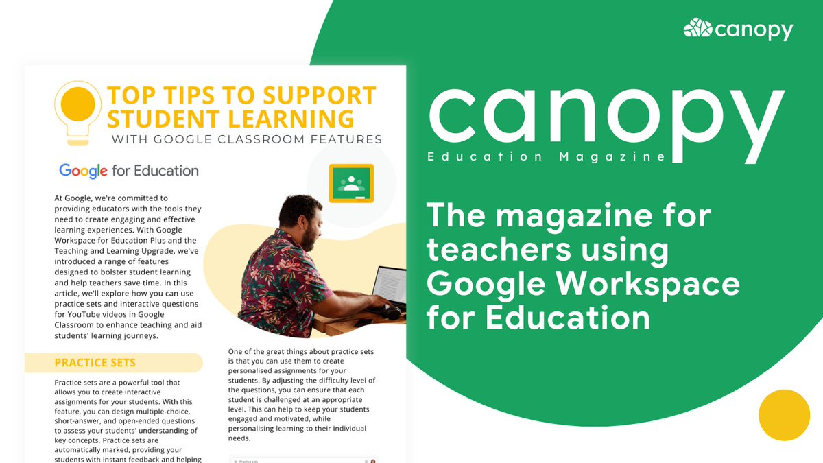 CanopyCIC's tweet image. 🌟 Boost student engagement with these #GoogleClassroom tips in the latest issue of the Canopy Education Magazine

👉 account.canopy.education/magazine @GoogleForEdu #GoogleEdu