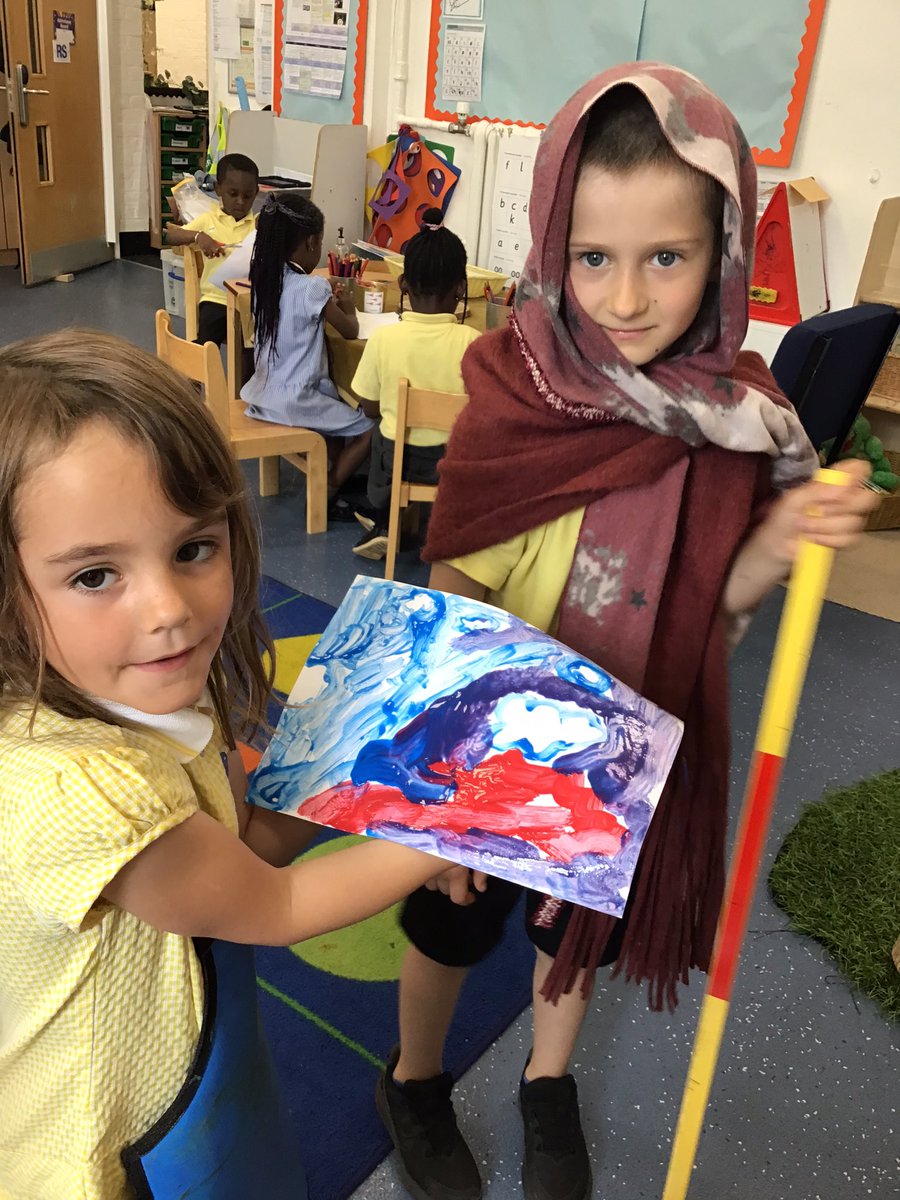 Morningside_ps's tweet photo. #Reception have been mixing colours this afternoon and making links between the activity and our core text ‘The Dot’. The children have also been retelling the story ‘No Dinner’ through role play. #EYFS #Reading #EXaD #CL https://t.co/3ShzXlDjul