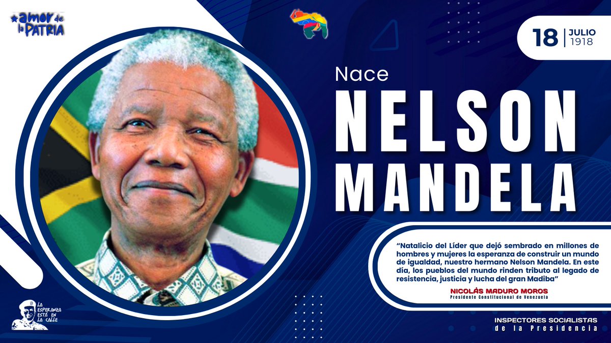 CISPresidencial's tweet photo. Hoy celebramos el Natalicio del Activista ,Abogado y Político Nelson Mandela #VenezuelaObrera https://t.co/M0UGXpDB6p