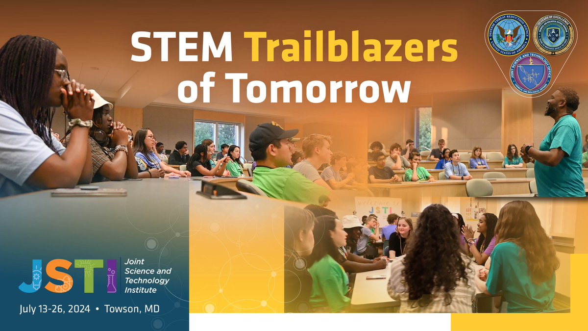 DTRAJSTOENGAGE's tweet photo. Joint Science Technology Institute (JSTI) East, a Chem & Bio Defense Program-funded H.S. #STEM program, launched this week! Students nationwide glean real-life STEM exposure thru an activity-packed 2 weeks
of learning. #JSTI is operated by DTRA’s Chem & Bio Technologies Dept. https://t.co/a3MuFGkplK
