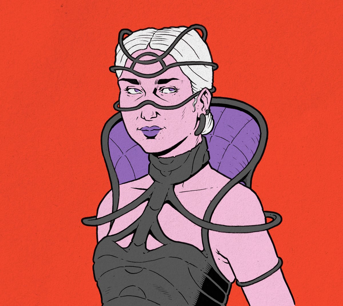 Slightly Dune inspired 'sci-fi royalty' type character design. As always, line art/inks by hand with micron markers, flat comic style colours in Photoshop.
#illustration #scifiart #scifi #ComicArt