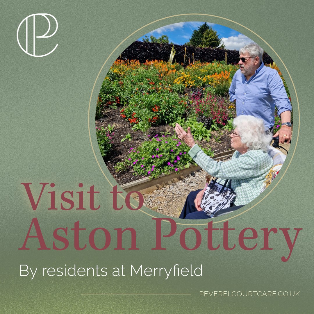 Some of our residents at Merryfield recently took a trip to <a href="/AstonPottery/">Aston Pottery</a> with the help of our activities team and wonderful volunteer driver. Teas, cakes and a tour of the gardens were enjoyed by all. Elma particularly enjoyed pointing out her favourite plants in the gardens.