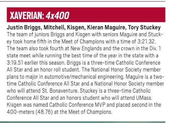 Xaverian Cross Country & Track (@xbxctf) on Twitter photo Congrats to our 4x400 team on their Boston Herald All-Scholastic selection! <a href="/BostonHeraldHS/">Danny Ventura</a> <a href="/XBHS/">Xaverian Brothers HS</a> Congrats to our 4x400 team on their Boston Herald All-Scholastic selection! <a href="/BostonHeraldHS/">Danny Ventura</a> <a href="/XBHS/">Xaverian Brothers HS</a>
