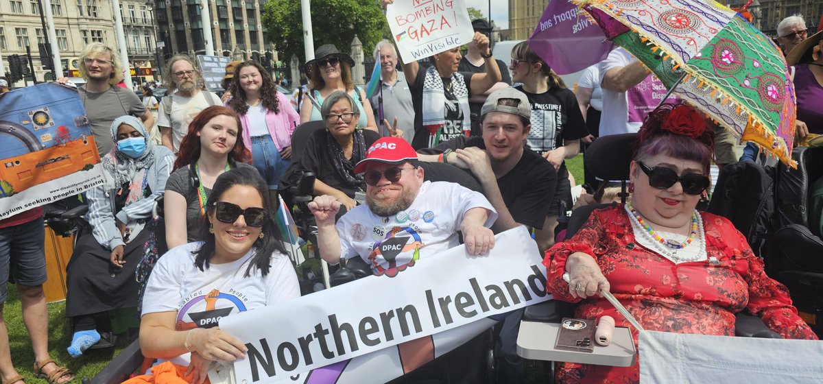Michael Lorimer (@mykeylorimer) on Twitter photo DPAC NI may be inexplicably suspended from this platform but we are still making our voices heard. Solidarity with Dermot and <a href="/MaryEMcCavert/">Mary-Elaine McCavert (CP&M-E) she/her</a> in London today for #DisabledPeopleDemand ✊ DPAC NI may be inexplicably suspended from this platform but we are still making our voices heard. Solidarity with Dermot and <a href="/MaryEMcCavert/">Mary-Elaine McCavert (CP&M-E) she/her</a> in London today for #DisabledPeopleDemand ✊
