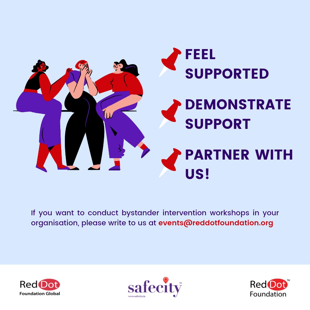 TheSafecityApp's tweet photo. Become an active ally with our bystander intervention workshop.
Contact us at events@reddotfoundation.org to bring a transformative workshop to your organization! 🚀
#BystanderIntervention
#Safecity #RedDotFoundation
#communitysafety #takeaction #standuptogether https://t.co/RXTRgU9Vh9