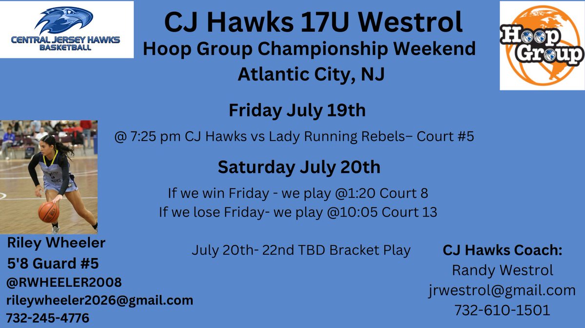 Last one! Atlantic City July 19th- 22nd.  Excited to play this weekend with my team!  <a href="/CJHawksaau/">CJ Hawks</a>  <a href="/JTHoopsNJ/">Truhan</a>  <a href="/TinyGreenNBS/">Coach Tiny Green</a>  @RBRathletics