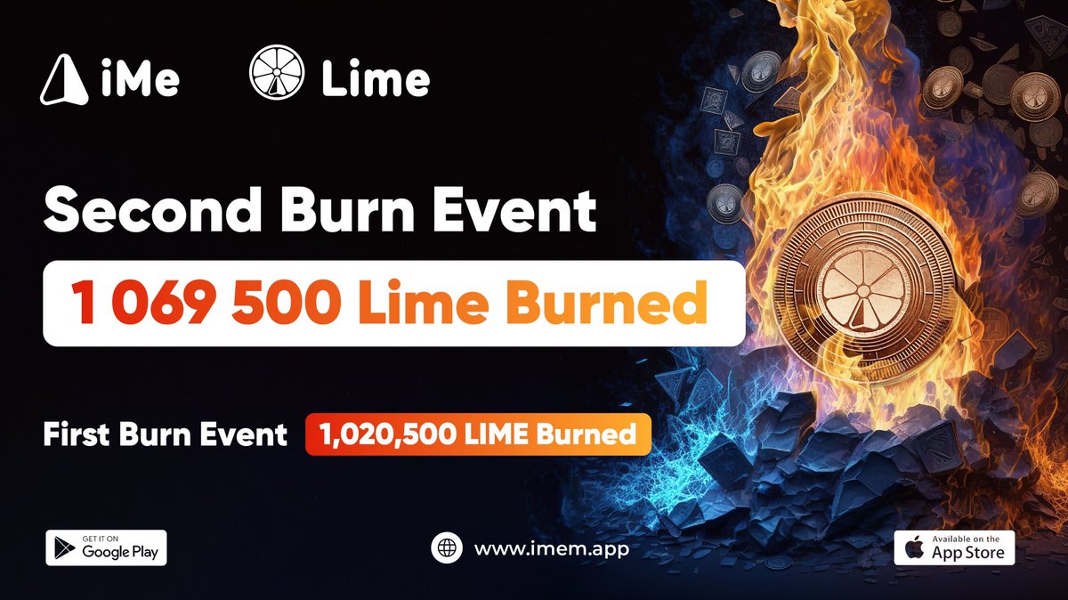 🔥 We're excited to announce the 2nd LIME burning event on the BNB Chain! Another 1,069,500 LIME tokens have been burned! 🔥

🔎 Check out the latest burn transaction here: bscscan.com/tx/0x743772bfe…

📉 With the previous burn of 1,020,500 LIME, we're committed to reducing the