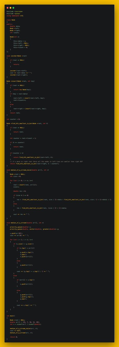 gincode18's tweet image. 🚀 Day 34 of #100DaysOfCode!

💸 Bought Maximum Items with a Given Sum.
🔢 Found K Largest Elements.
📏 Identified K Closest Elements.
🔀 Merged K Sorted Arrays.
📊 Calculated the Median of a Stream.

Excited about the progress! 💪 #coding #DSA #developerjourney