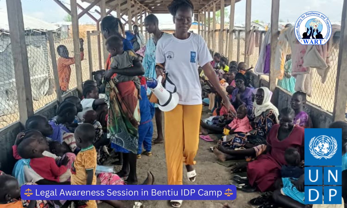 Wartsouthsudan's tweet photo. ⚖️ WART mobilizers conducted a legal awareness session at the food registration point in Sector 4, Block 3, Bentiu IDP camp. Funded by UNDP. ⚖️
#LegalAid #CommunityAwareness #Empowerment #WART #UNDP #Bentiu #SouthSudan
@undpsouthsudan https://t.co/aBnbnwH2zy