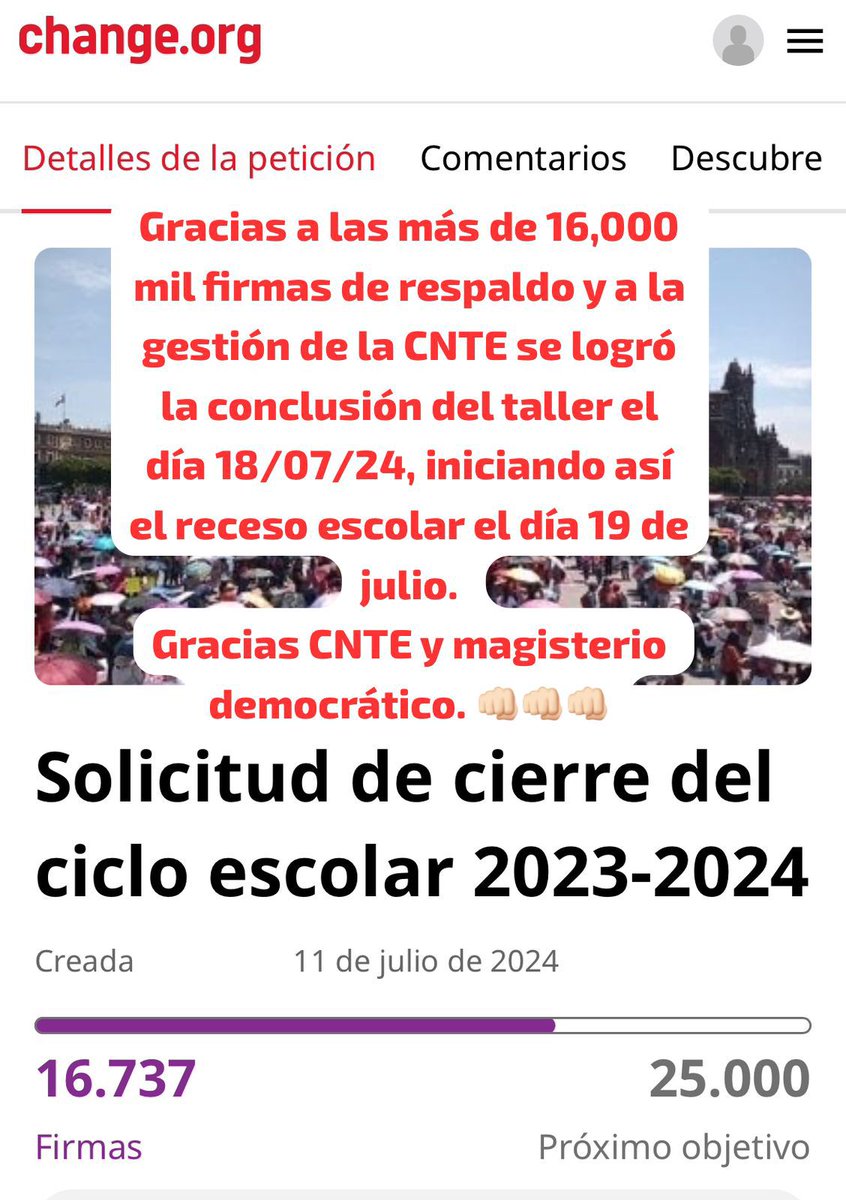 bejerano_adrian's tweet photo. Gracia a las más de 16 mil firmas y la gestión de la CNTE se logro la conclusión del inútil y desgastante  taller el día 18 de julio, el 19 inicia el receso. 
Unidos y organizados, Vencereremos! #CNTE https://t.co/Yuyn0GDMvj