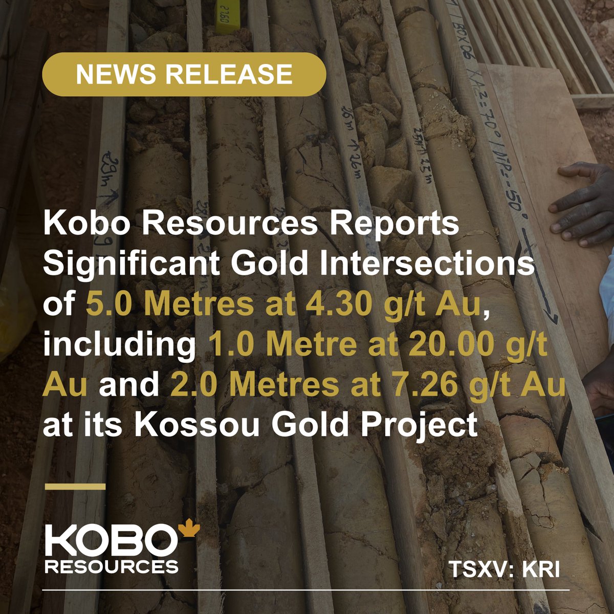 KoboResources's tweet image. These latest assay results from our inaugural diamond #drillprogram at the #KossouGoldProject are a strong testament to the potential of one of Kobo’s key #gold targets, the #RoadCutZone.

Read the full announcement here → koboresources.com/en/news/kobo-r… $KRI