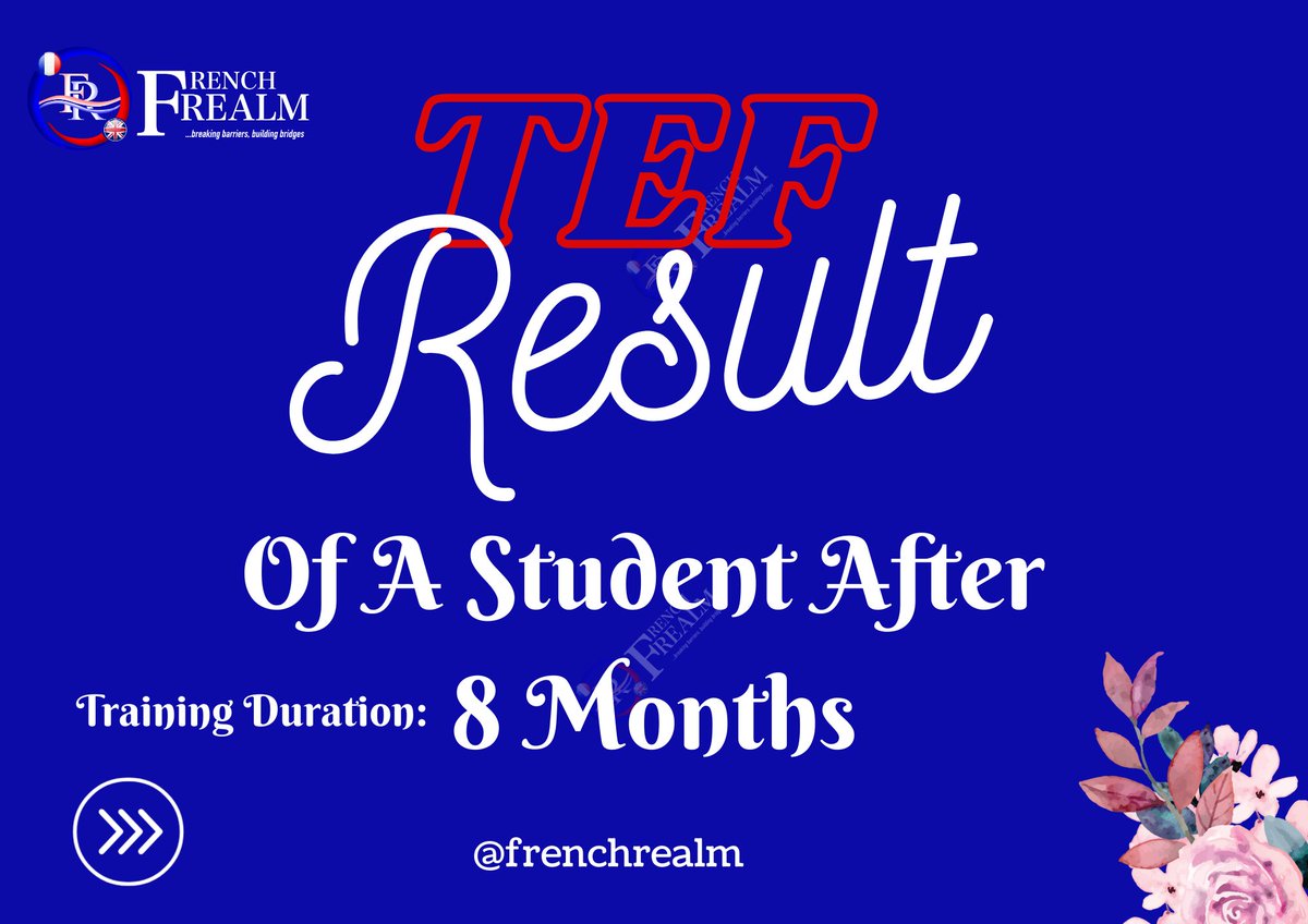 FrenchRealmFR's tweet image. After 8 months of intensive training as a beginner!!!!🥳🥳💥💥
Nous sommes connus pour une livraison constante d&apos;excellents résultats de TEF / TCF Canada et de divers examens français.
This could be your own result and story😊
#Frenchrealm #OnlineFrenchclass #learnfrenchlanguage