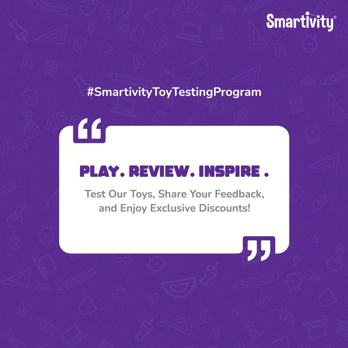 We’re excited to invite you and your children to participate in our toy testing partnership program! Please fill out the form with your children’s details so we can match them with the perfect toys for testing. 

 forms.gle/VCb4na5VVwe82m…

#smartivity