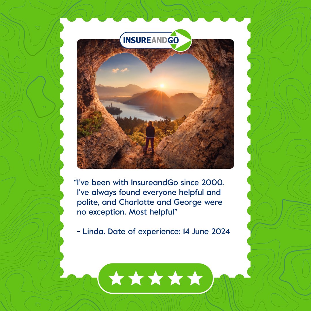 “I’ve been with InsureandGo since 2000. I've always found everyone helpful and polite, and Charlotte and George were no exception. Most helpful”

- Linda. Date of experience: 14 June 2024

#InsureandGo#TravelInsurance #CustomerReviews #Trustpilot