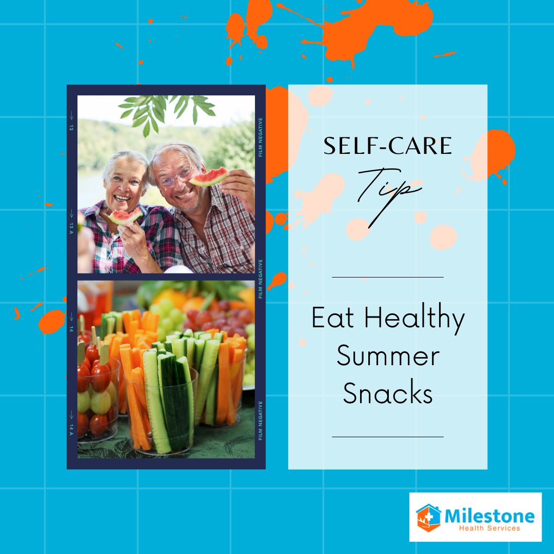Stay refreshed and nourished this season! 🌞🍓 Enjoy healthy summer snacks like fresh fruits, veggies, and smoothies to keep your energy up and your body happy. #HealthySnacking #SeniorWellness #StayActive #MilestoneHealthServices #MilestoneHealth #eldercare #Selfcaretip
