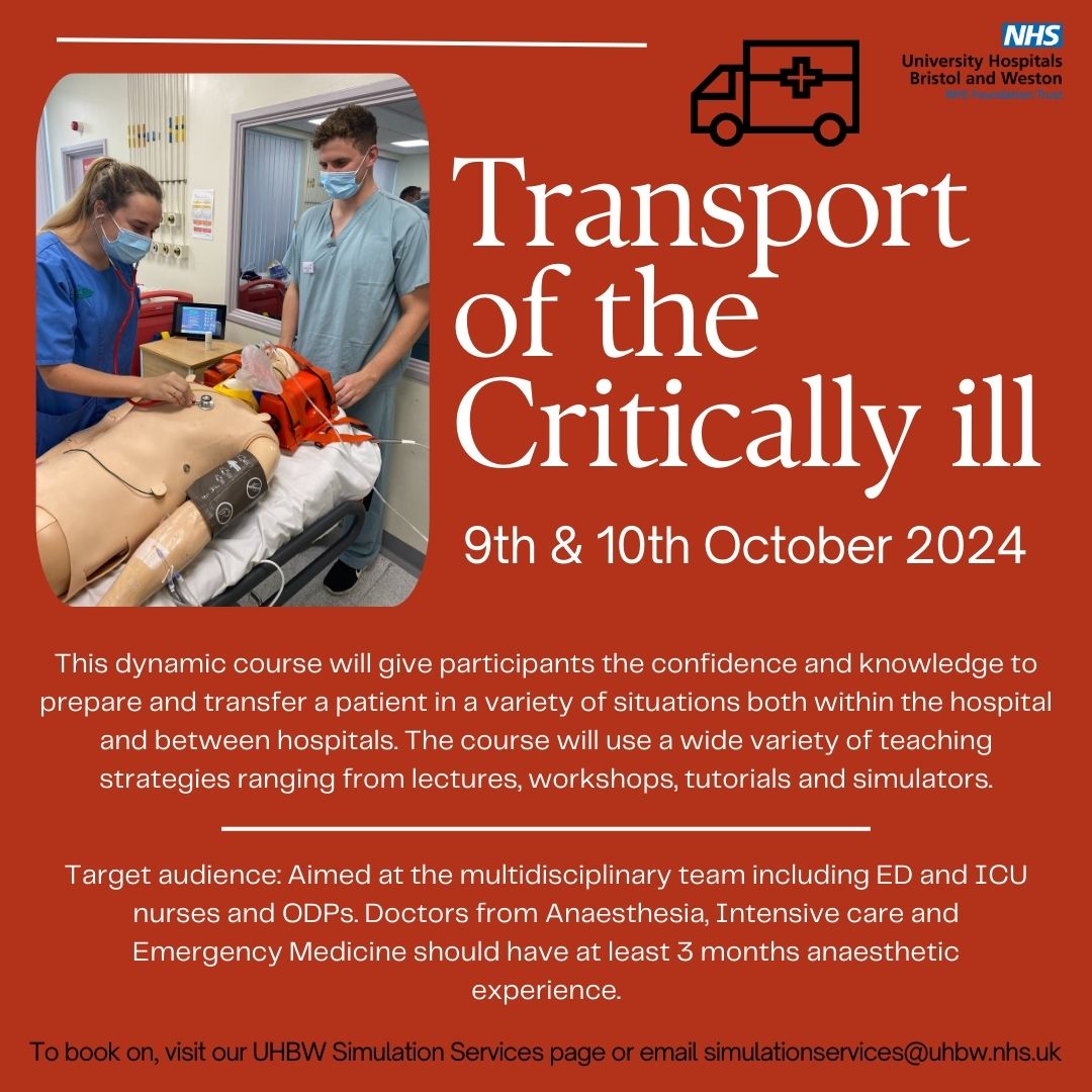 We are now taking bookings for the October Transport of the Critically Ill Course - contact us for further info or how to book!