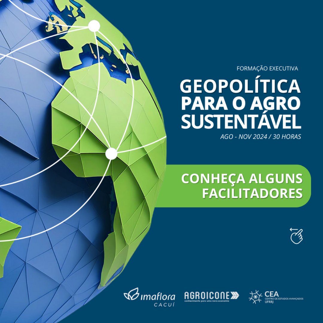 Imaflora's tweet photo. Descubra o time de facilitadores da formação executiva "Geopolítica para o Agro Sustentável". São quase 20 especialistas e executivos com uma longa trajetória em  negociações internacionais emblemáticas. 

Palestra inaugural com @JamilChade - Saiba mais: https://t.co/El6L9R45km https://t.co/Hc9rE0FBXH