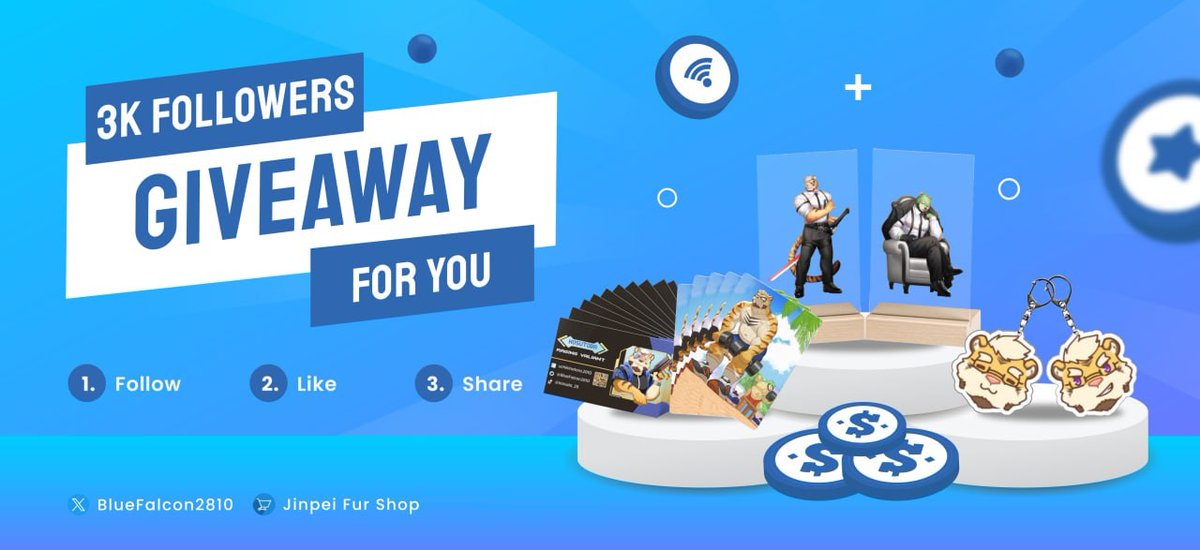 BlueFalcon2810's tweet photo. Woohoo, @BlueFalcon2810 (Kosutora) just reached over 3,000 followers! 🎉
To celebrate, I will be giving away gifts during the FurGiV event at Complex 01, Hanoi at September 14 with Cards, Keychance and a few other surprises!
Try to find me, good luck! 🤞 
#FurGiv #Giveaway https://t.co/X9vp1YKLkC