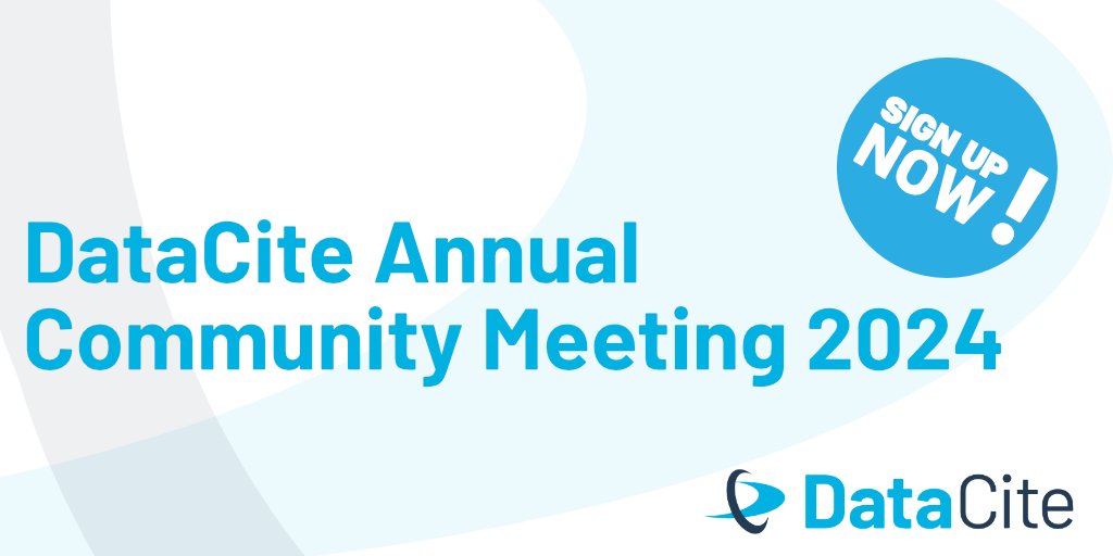 DataCite (inactive Mar 2025) (@datacite) on Twitter photo Join us on September 25, 2024 for DataCite's Annual Community Meeting. Topics include: new strategic initiatives, a harvester roundtable, #metadata, Global Access Fund projects, <a href="/makedatacount/">Make Data Count</a>, future plans and more.
Register now & share: t.ly/LrN3e
#DataCite2024 Join us on September 25, 2024 for DataCite's Annual Community Meeting. Topics include: new strategic initiatives, a harvester roundtable, #metadata, Global Access Fund projects, <a href="/makedatacount/">Make Data Count</a>, future plans and more.
Register now & share: t.ly/LrN3e
#DataCite2024