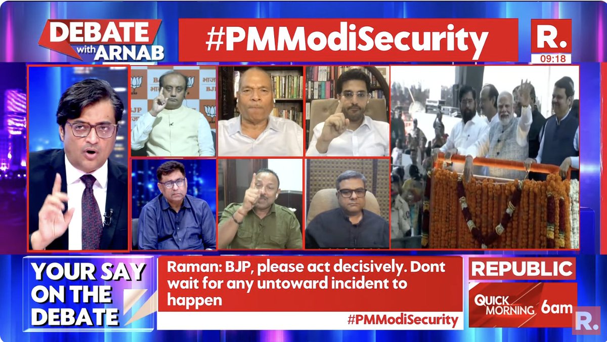 republic's tweet image. #PMModiSecurity | &quot;Who is in charge of PM Modi&apos;s security? The Home Ministry! What are the officials doing?&quot;: Romesh Sabharwal (@RomeshSabharwal), AICC Member

The Debate on #SuperprimetimeMax with Arnab is now #LIVE, on-air, and online. Tune in and fire in your views -…